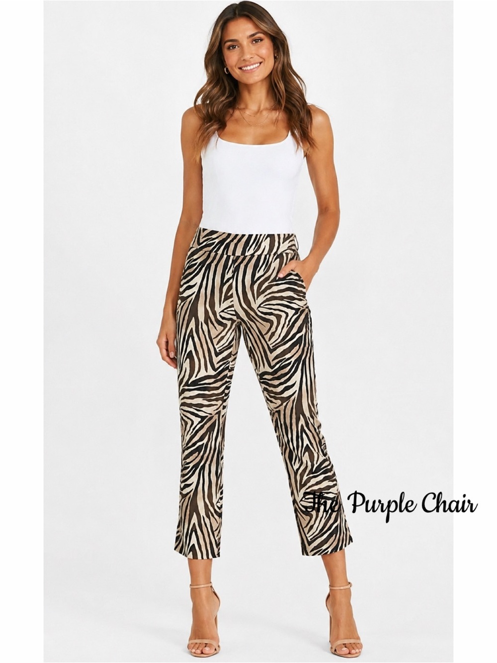 CHICOS NWT So Slimming Zebra Print Stretch Cropped Pull-On Pants 2 (L/12)